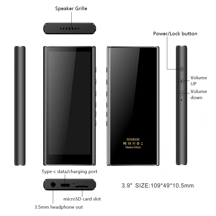 80 جيجابايت (16 جيجابايت + 64 جيجابايت) 3.99 بوصة مشغل MP3 أندرويد 13.0 مشغل MP3/MP4 مع بلوتوث 5.0 واي فاي، راديو FM، كتب إلكترونية، سبوتيفي، مسموع، باندور #6