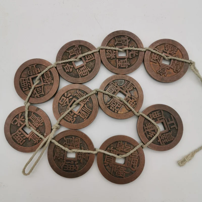 Wholesale Antique Pure Copper Qing Dynasty Square Hole Copper Coins Purple Bronze Statue Mother Coins Spend Good Luck Coins Ten