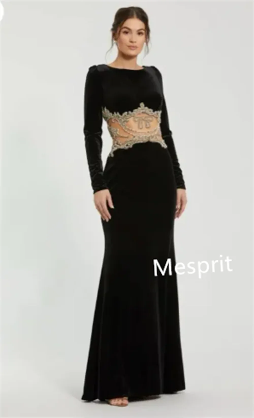 Customized High Quality Velour Beading Pattern Mermaid Jewel Long Dresses Bespoke Occasion Dresses Elegant