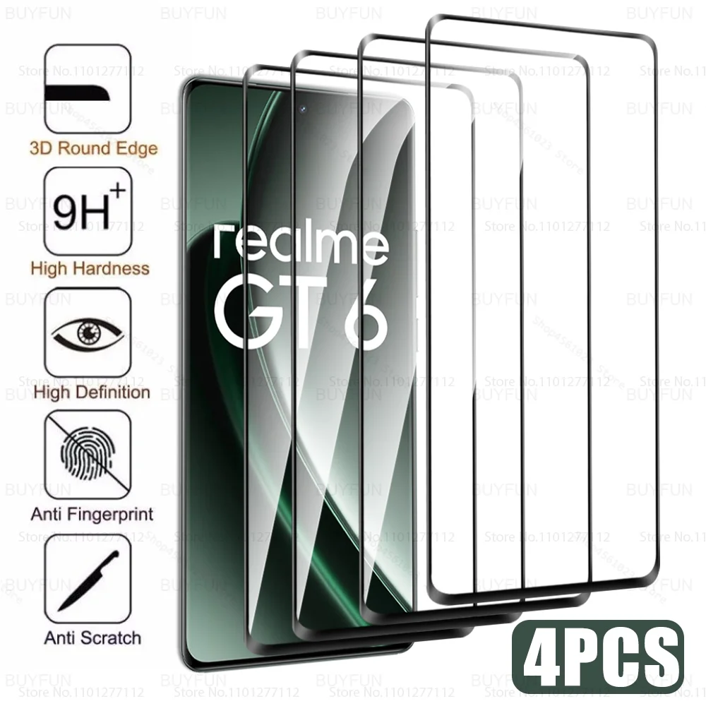 Realmi GT 6 Glass 4Pcs For Realme GT6 6T Neo6 SE Curved Tempered Glass RealmeGT6 Neo 6 S E Neo6SE 6SE 5G Armor Screen Protector