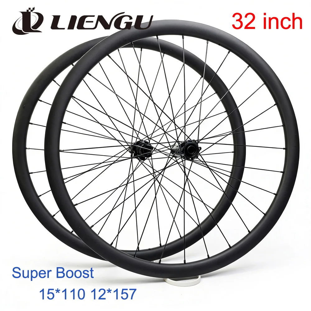 

Карбоновый колесный комплект Super Boost 32er для MTB, 15*110 мм, 12*157 мм, J-образный кронштейн, асимметричная обода, бескамерный, внутренний диаметр 32 мм, глубина 25 мм, 6 болтов, дисковый тормоз