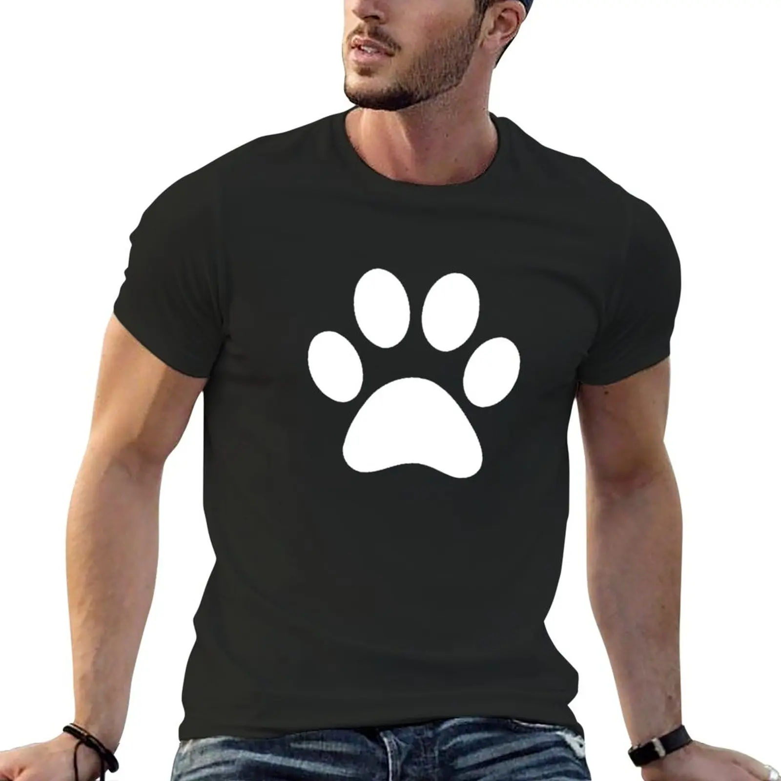 Paw Print T-Shirt t shirt man anime clothes summer tops big and tall t shirts for men