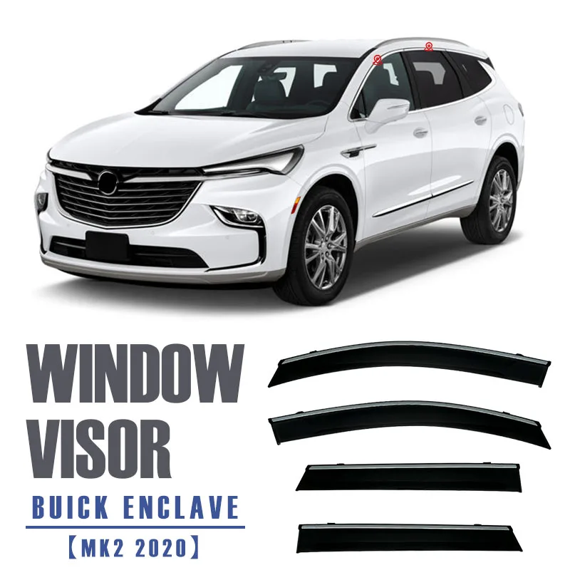 

For BU-ICK ENCLAVE 2008-2017 2020-2023 Plastic Window Visor Vent Shades Sun Rain Deflector Guard 4PCS/SE