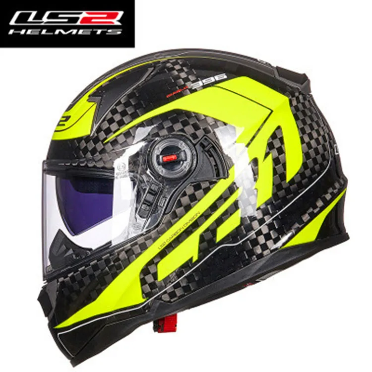 New Fashion Hot Sale LS2 Full Face Double Lens Carbon Fiber Motorcycle Helmet for adults men women Racing Driving