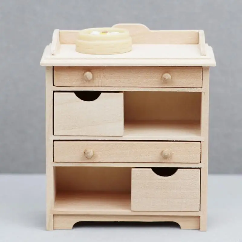 Unpainted Wooden Miniature Bookshelf For Dollhouses Diy Crafting And Home Decors L8RB