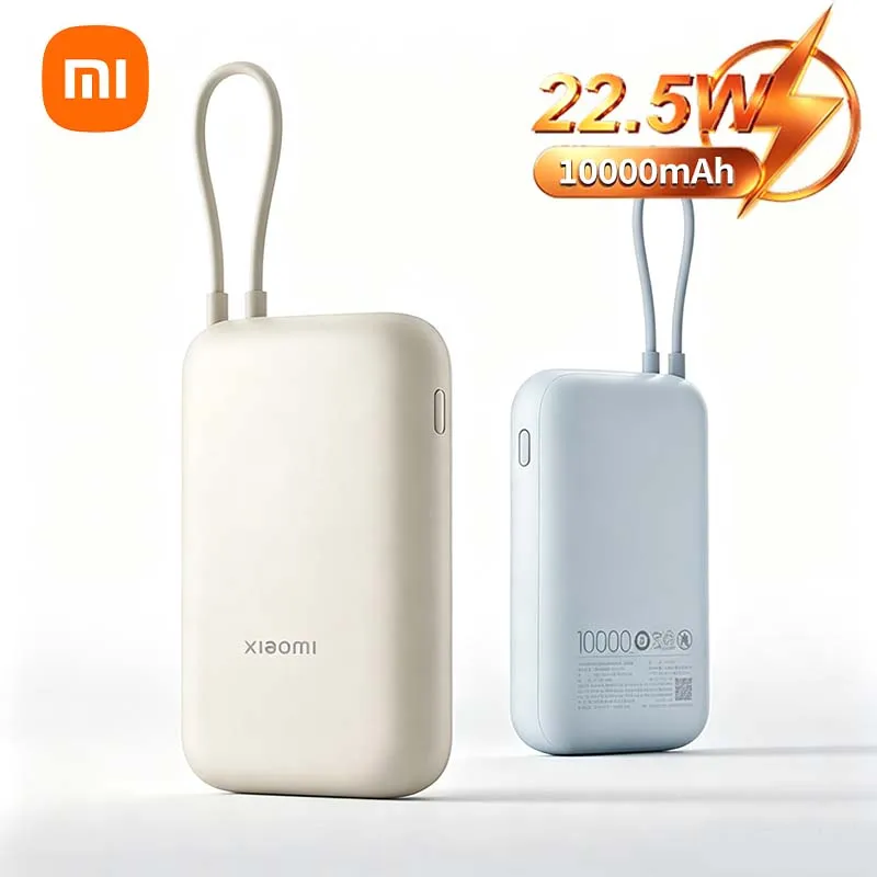 Xiaomi 10000mAh Power Bank with Built-in Type-C Cable, 22.5W Two-Way Fast Charging External Battery Pack for iPhone