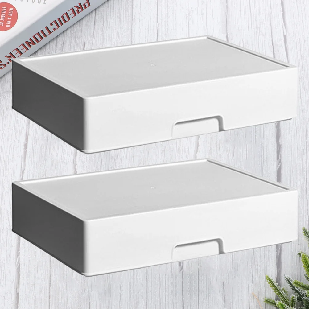 2pcs Plastic Drawer Storage Box Labelled Multifunctional Organizer For Home Office Drawer Storage Container Tidy Desk