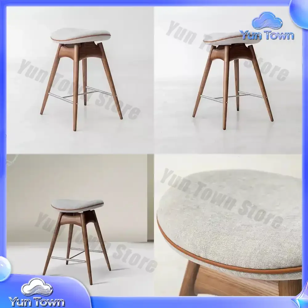 Taburetes de Bar de Madera de Nogal sin Respaldo, Minimalistas, para Sala de Estar, Taburetes de Bar Económicos, Diseño Nórdico, Silla Banqueta de Alta Gama