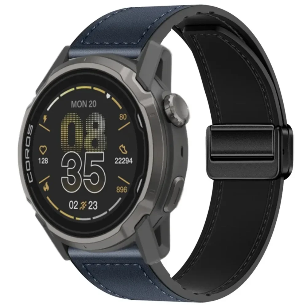 20mm 22mm Magnetic Silicone+Leather Strap for CMF 3 Pro 2 Comfortable Belt COROS PACE 4 Pro/APEX 4 42mm/Suunto Vertical 2/Race 2