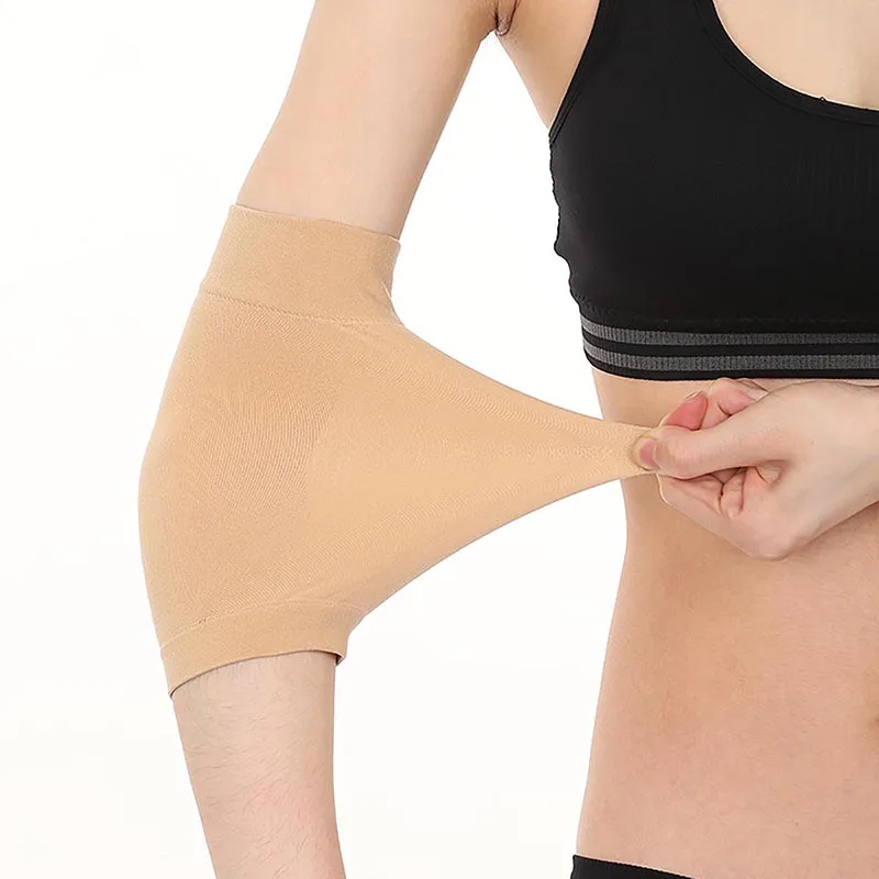 1pair Ultra-thin Scar Cover Elbow Guard Elastic Gym Sport Elbows Protective Absorb Sweat Elbow Support Breathable Arm Sleeve