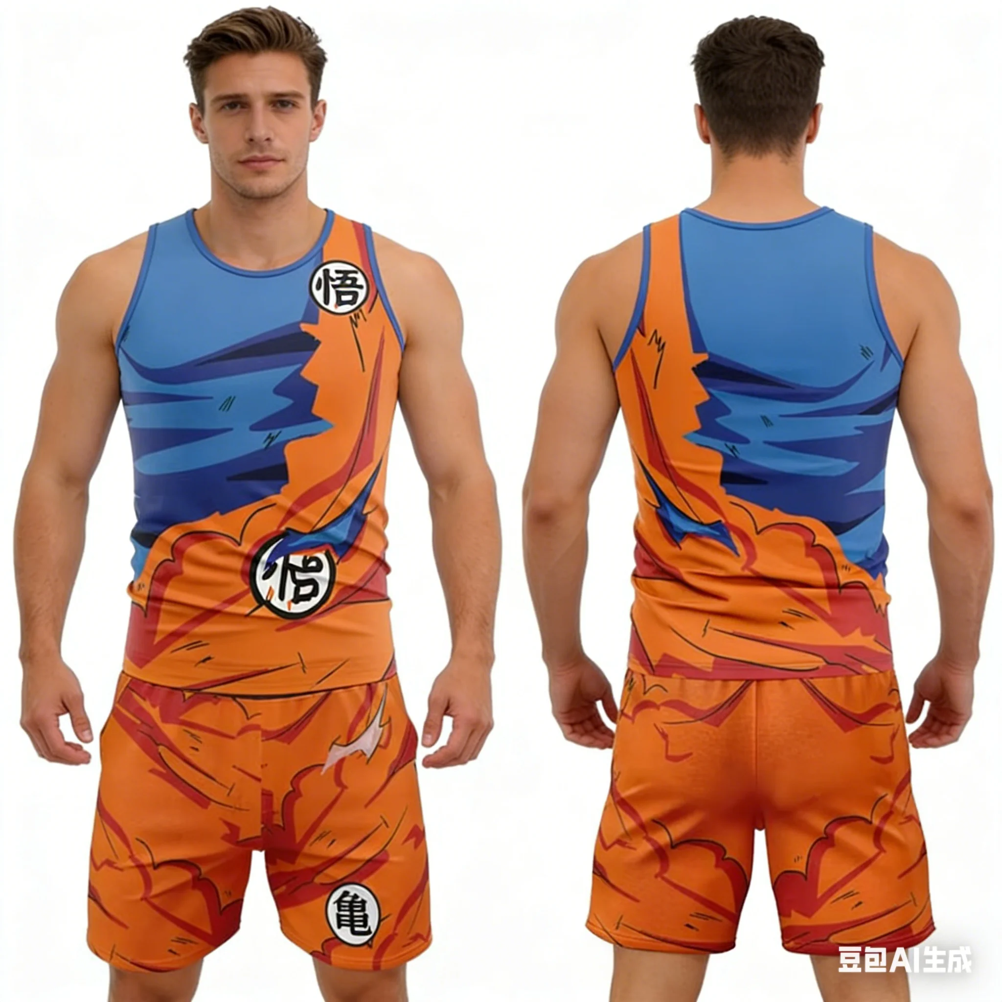 

Костюм для косплея Bandai Dragon Ball Z: разрывной костюм Гоку, жилет и шорты для взрослых и детей, летний, быстросохнущий, мягкий, легкий