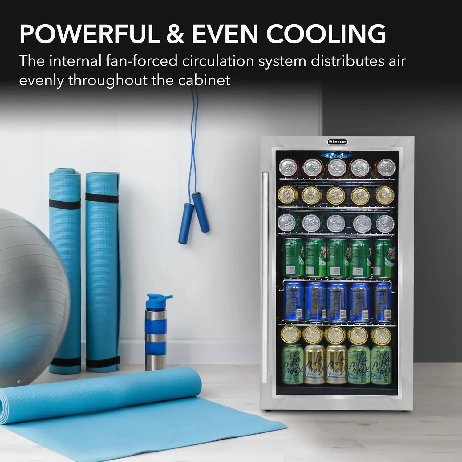 Beverage Refrigerator with Internal Fan – Stainless Steel 120-Can Capacity, 18.75