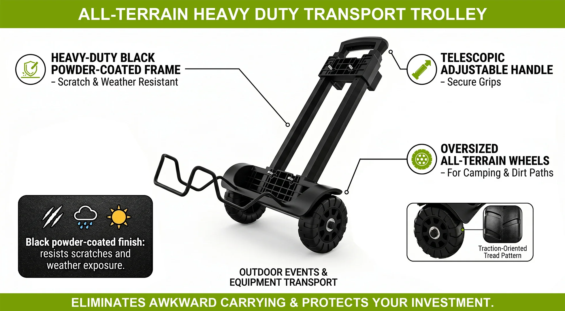 SOLARPLAY Zusammenklappbarer Trolley mit 2-Rädern Tragbarer Generator Kraftwerk Spezialwagen Generatoranhänger für Camping im Freien – Detail 3