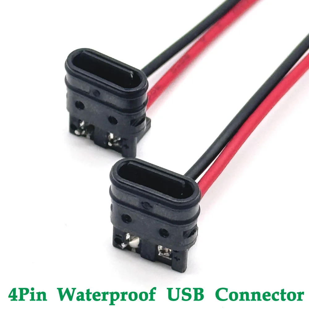 

4Pin Waterproof USB-C Type Direct compression female base Female Socket Charging Interface USB Connector With Welding Wire