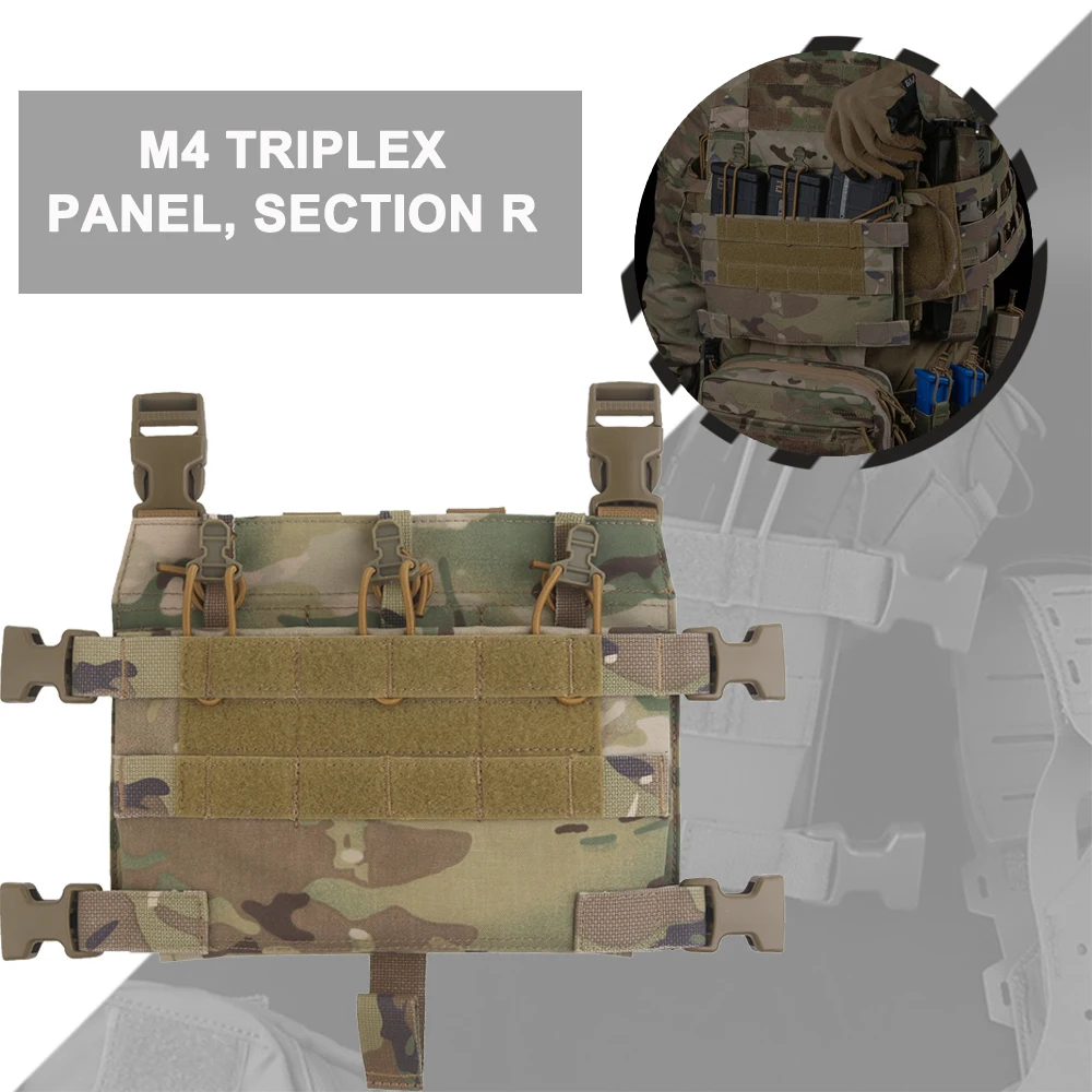 

R Style M4 Triple Mag Plate MOLLE Elastic Magazine Pouch Panel For Vest Plate Carrier Front Flap Bag Vest Expansion Accessories