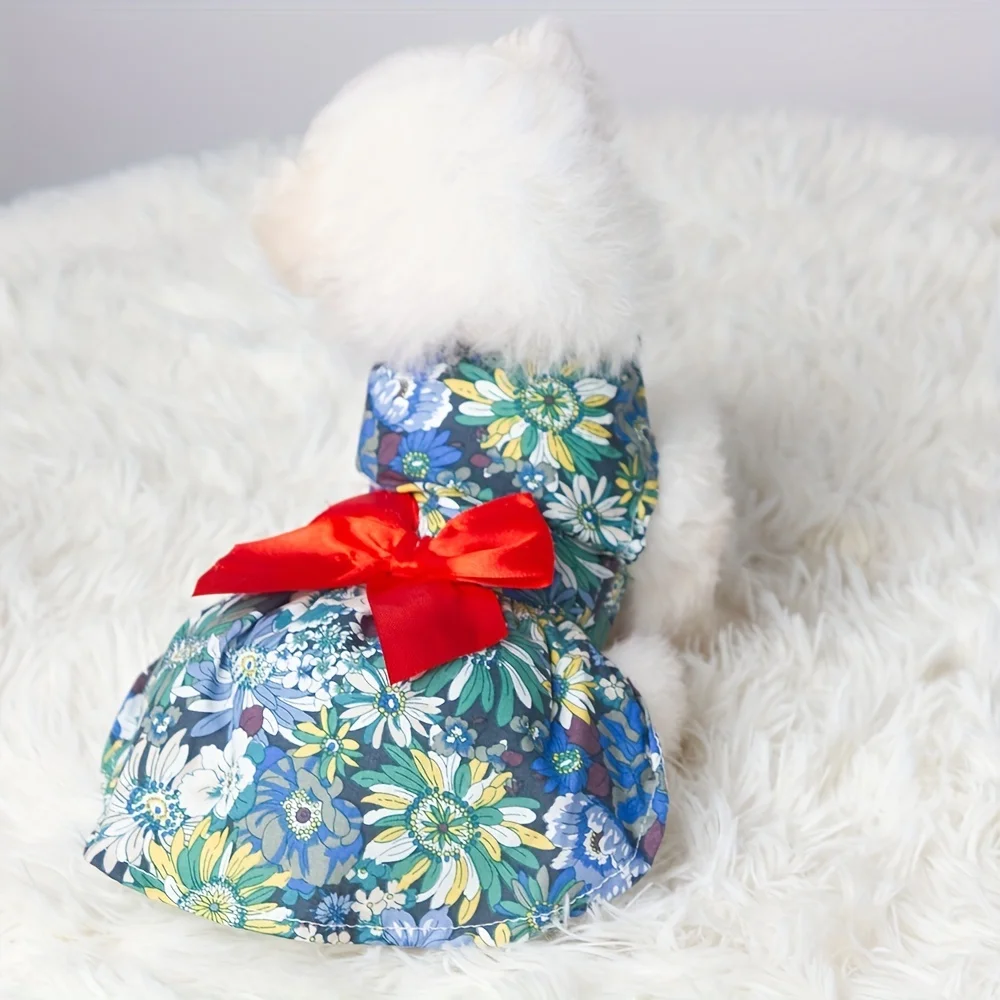 Summer Thin Dog Clothes Flower Print Princess Dress Fashion Pet Dresses For Small Medium Large Dog