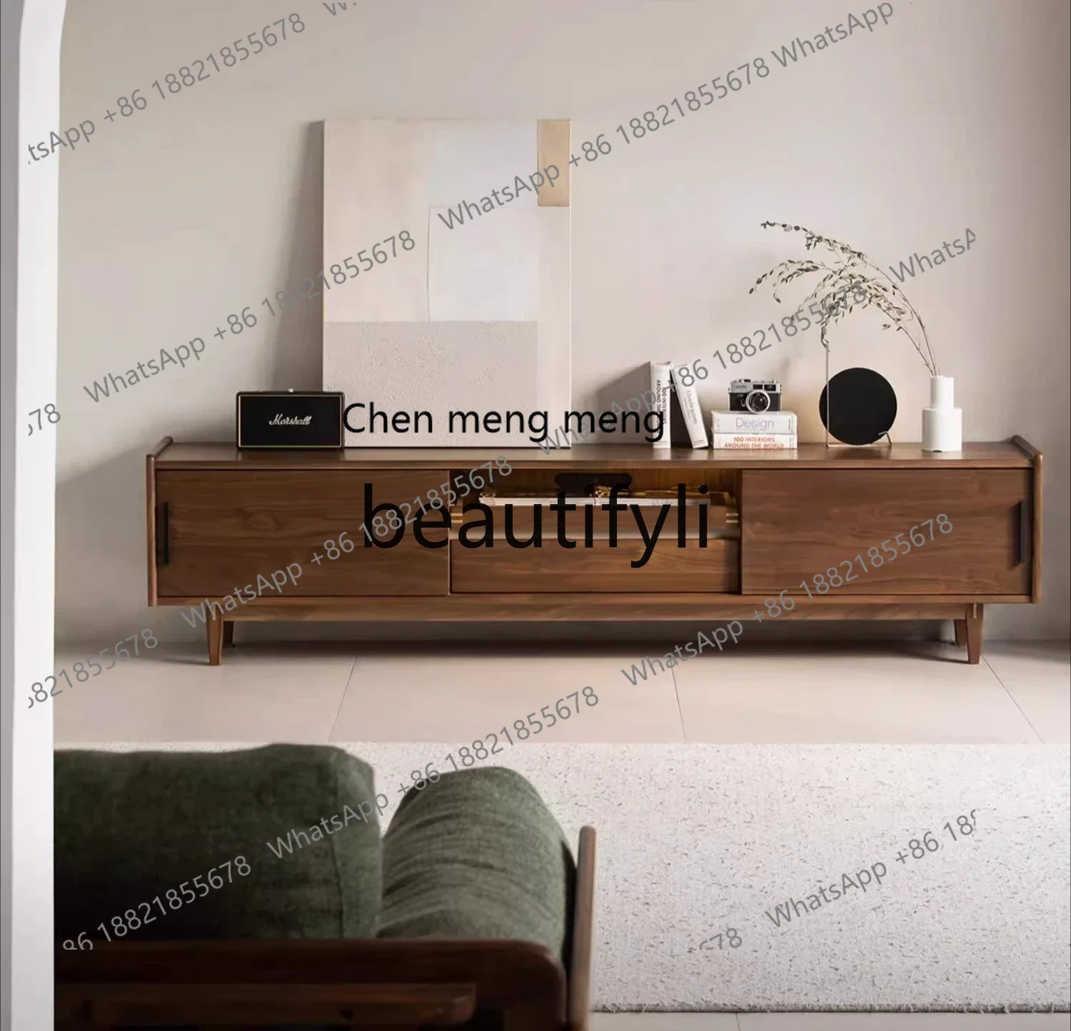 

N178 North American black walnut TV cabinet solid wood living room new, small apartment retro TV cabinet5556