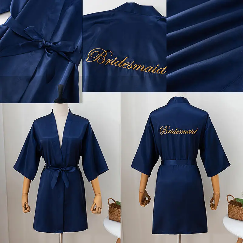 2026 Bride Bridesmaid Wedding Robe Satin Women Kimono Gown Solid Color Nightwear Home Clothes Luxury Spring Autumn New Nightgown