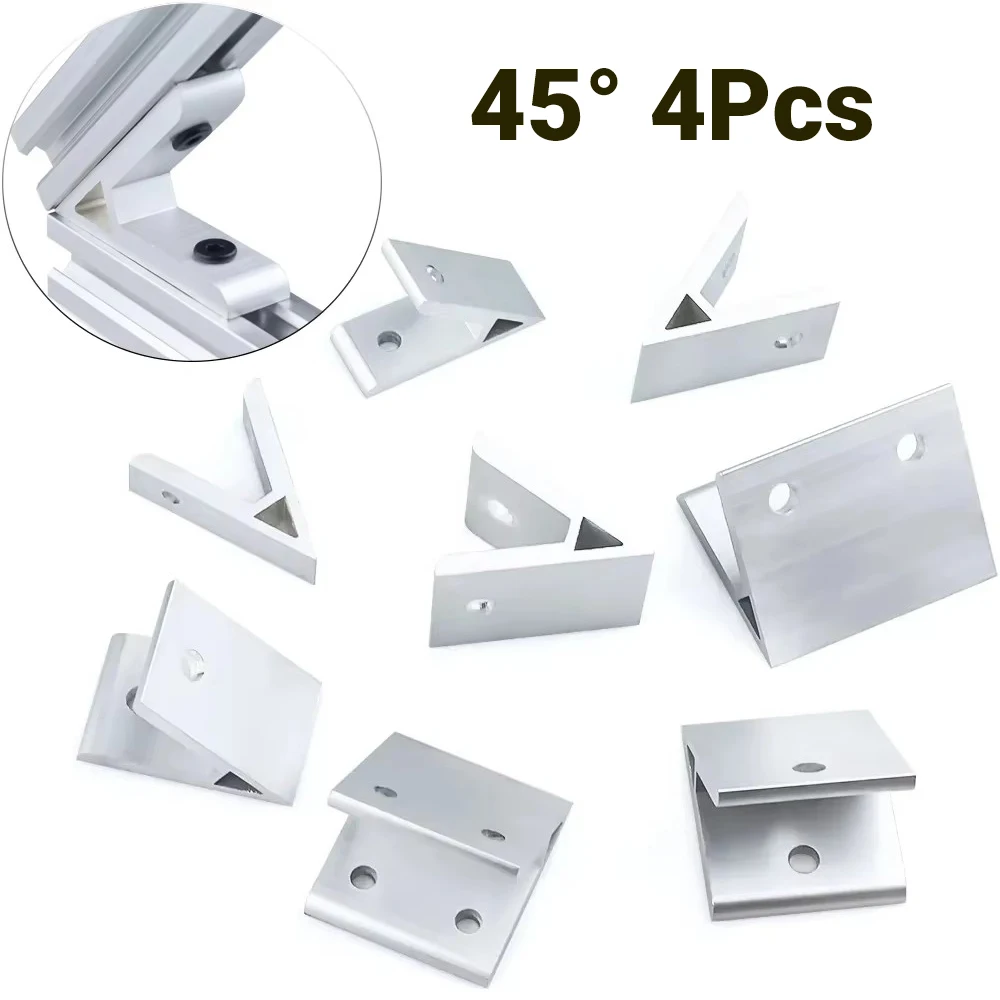 4 pezzi staffa angolare ad angolo di 45 gradi 2020 3030 4040 4545 5050 6060 8080 connettore congiunto in alluminio per profili con scanalatura a V CNC