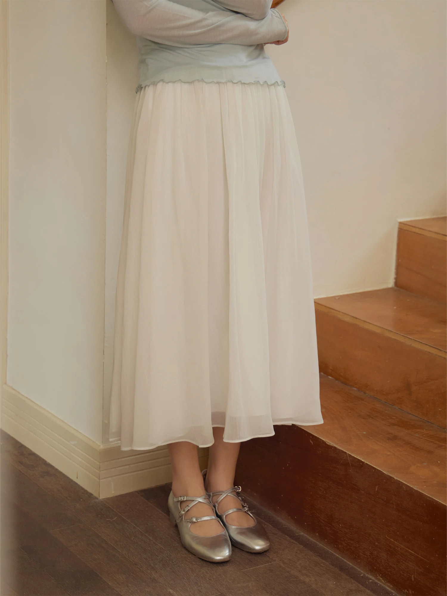 

Юбка-полусолнце Sullenger с высокой талией, плиссированная, из льна, с эффектом облачной мягкости, женская, А-силуэт, стройнящая, белая, во французском стиле