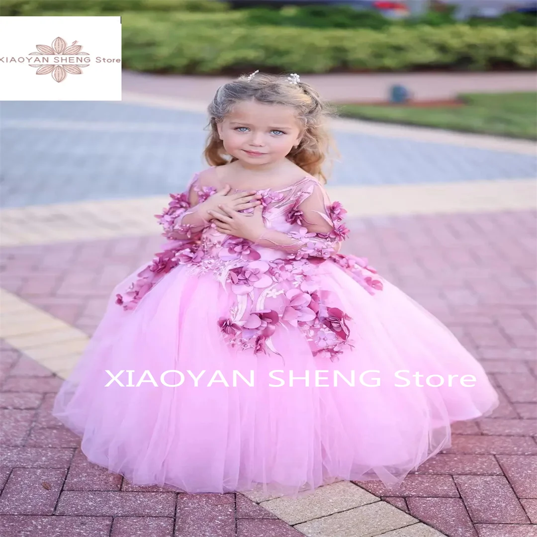 Flower Girl Dress Gorgeous Flower Fairy Tulle Lace Decal Princess Ball First Communion Dresses Kids Surprise Birthday Present