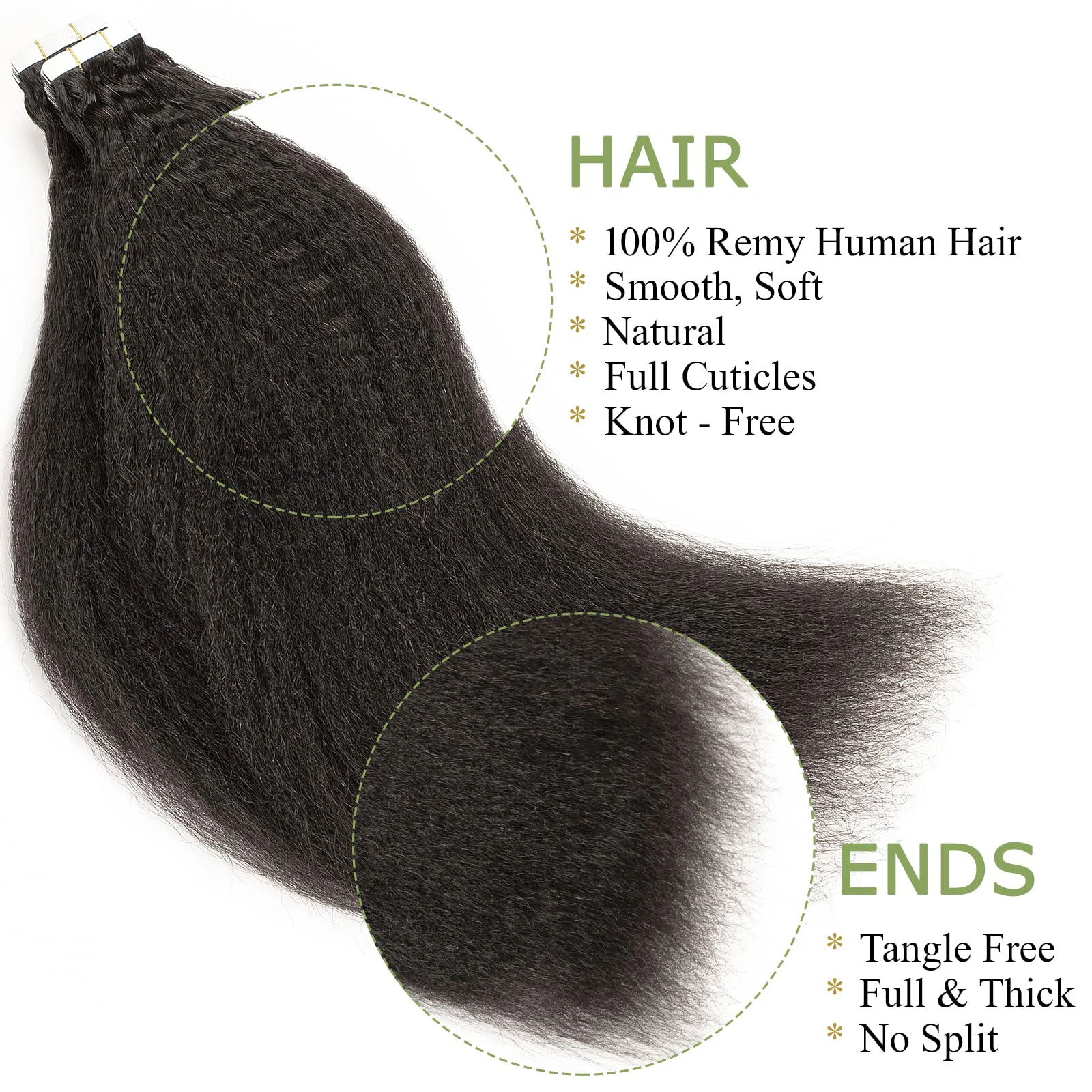 Extensiones de cabello humano Remy brasileño para mujeres negras, cinta recta rizada, color negro Natural # 1B 100%, 16-26 pulgadas