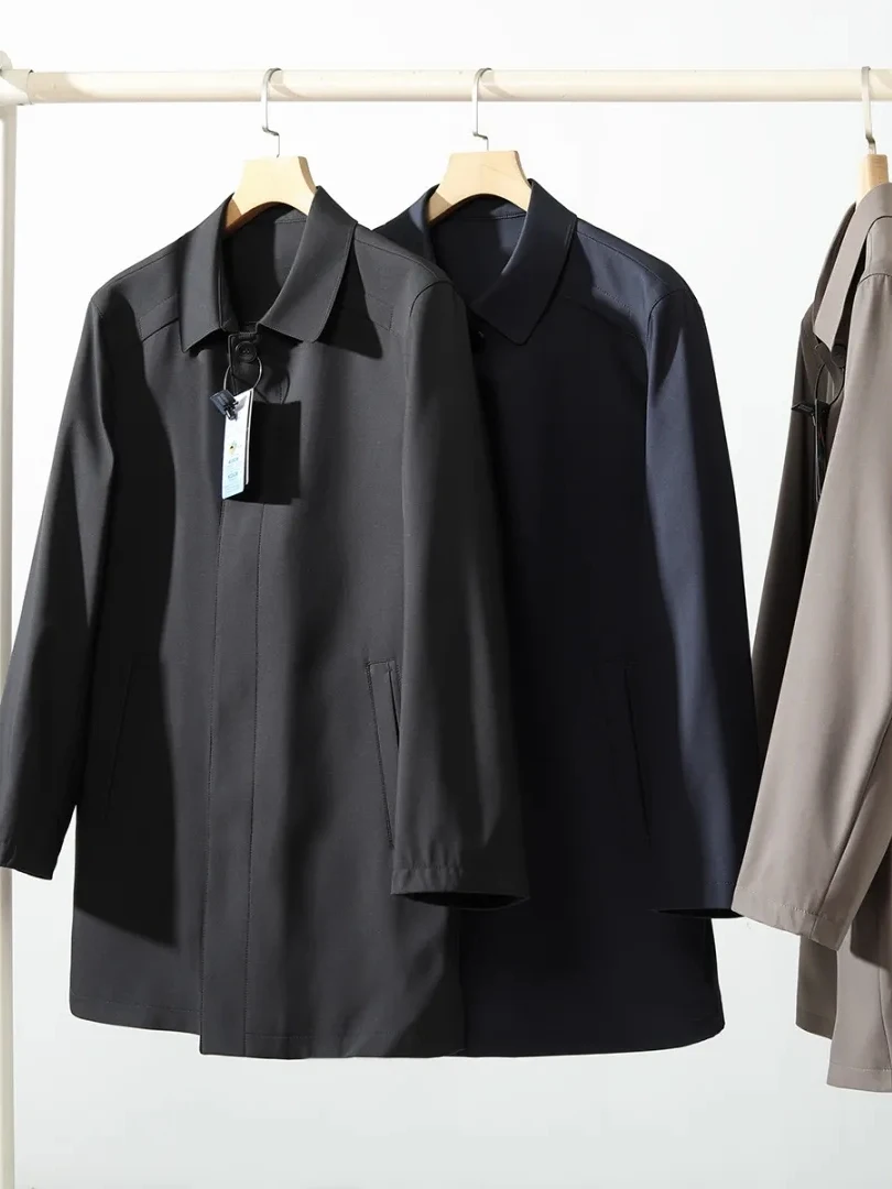 

Мужское длинное пальто из технологичной ткани для осеннего сезона, повседневная ветровка с воротником-стойкой, легкая роскошная куртка в британском стиле