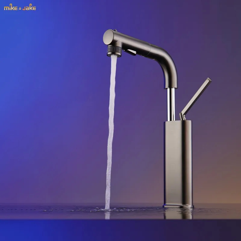 

single lever pull-out sink mixer gray Faucet hot and cold Basin Faucet Hot and Cold bathroom Mixer, Mop Taps(No display screen)