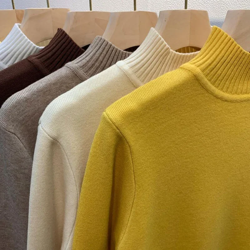 Lucyever Turtleneck Sweaters Women Autumn Winter Thicken Warm Knitted Pullovers Female Casual Loose Solid Color Cashmere Jumpers