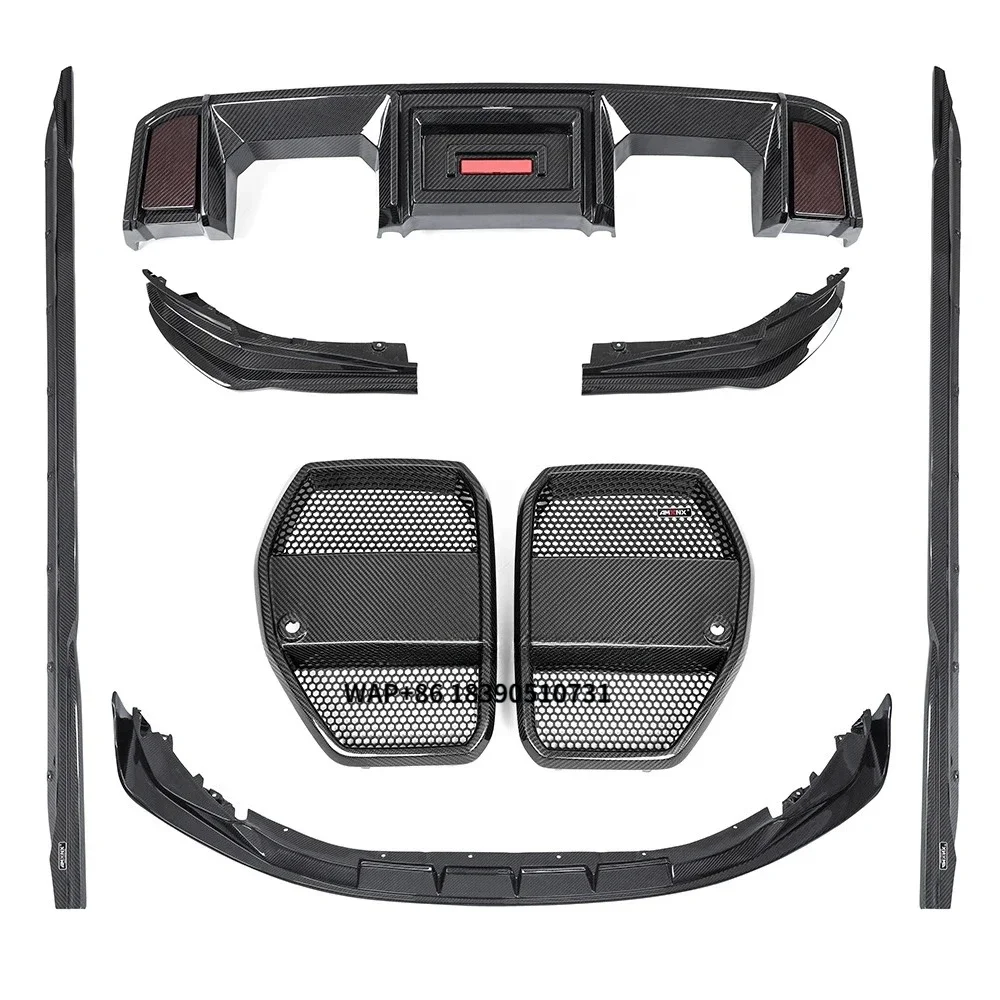 

New Design G80 M3 Dry Carbon Fibers Body Kits Grille Side Skirts Rear Lip Front Lip for M3 G80 AX Style Rear Lip with Lights