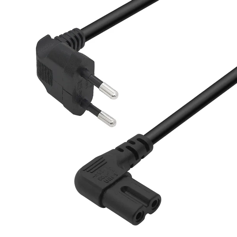 Кабель питания переменного тока 0,6 м с углом 90 градусов для LED-телевизоров Samsung, Philips, Sony, с разъемом EU Schuko CEE7/16 на IEC C7, адаптер-кабель VDE
