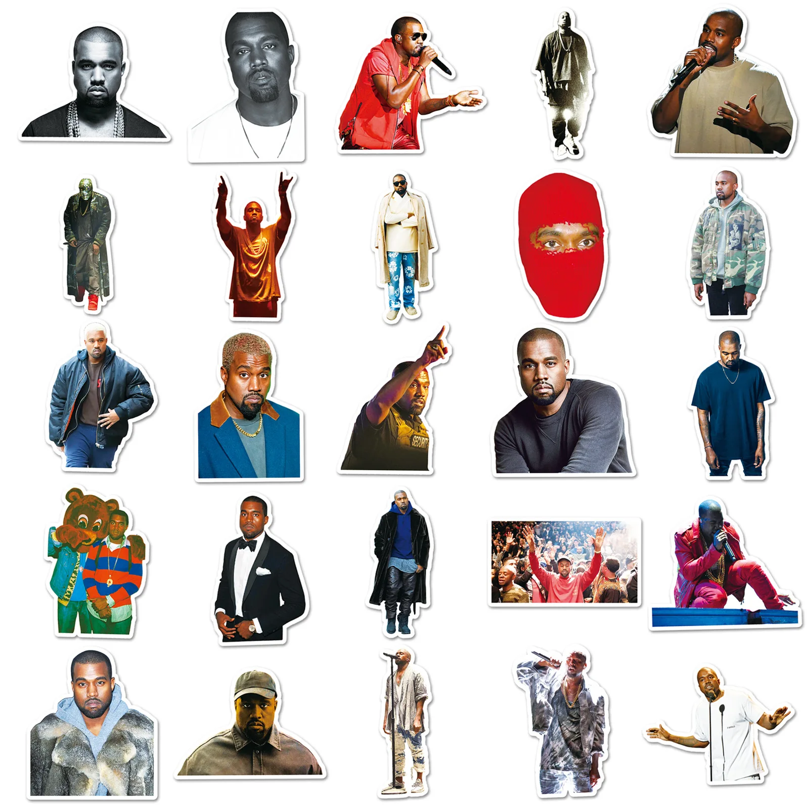 50 sztuk Kanye naklejki kanye west naklejki DIY Scrapbooking telefon bagaż deskorolka wodoodporne naklejki — zdjęcie 7