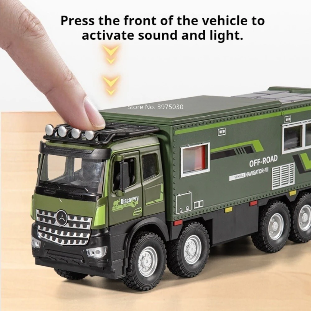 1:18 Scale Nomadism Models Alloy Cars Diecast Toys with Light Music Miniature Motorhome Pull Back Vehicles for Collect Souvenirs