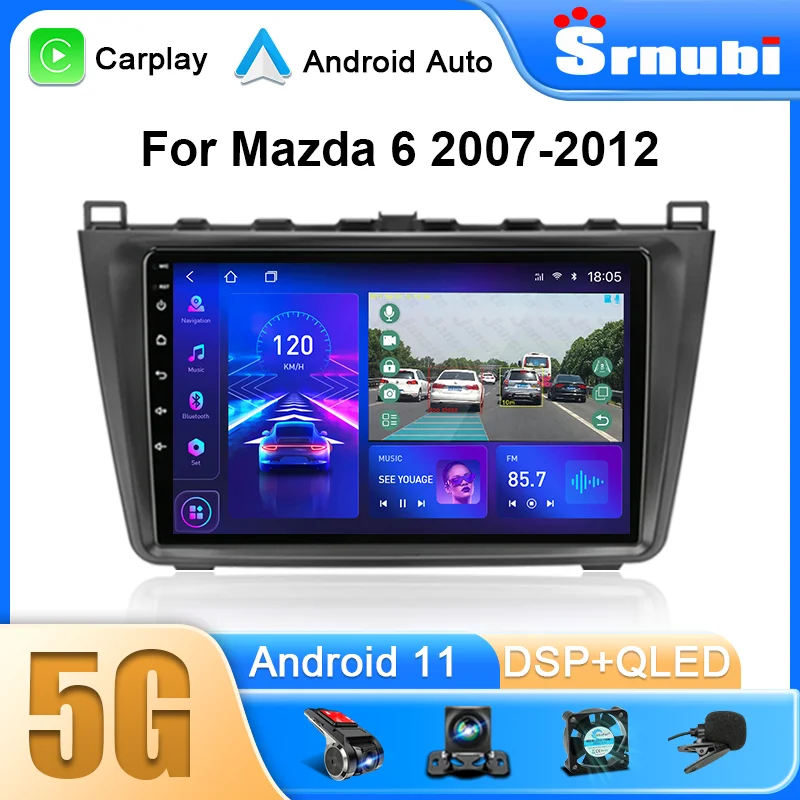 Android 11 2 din autoradio multimedia player navigation gps für mazda 6 in gh 2013-2015 carplay kopf