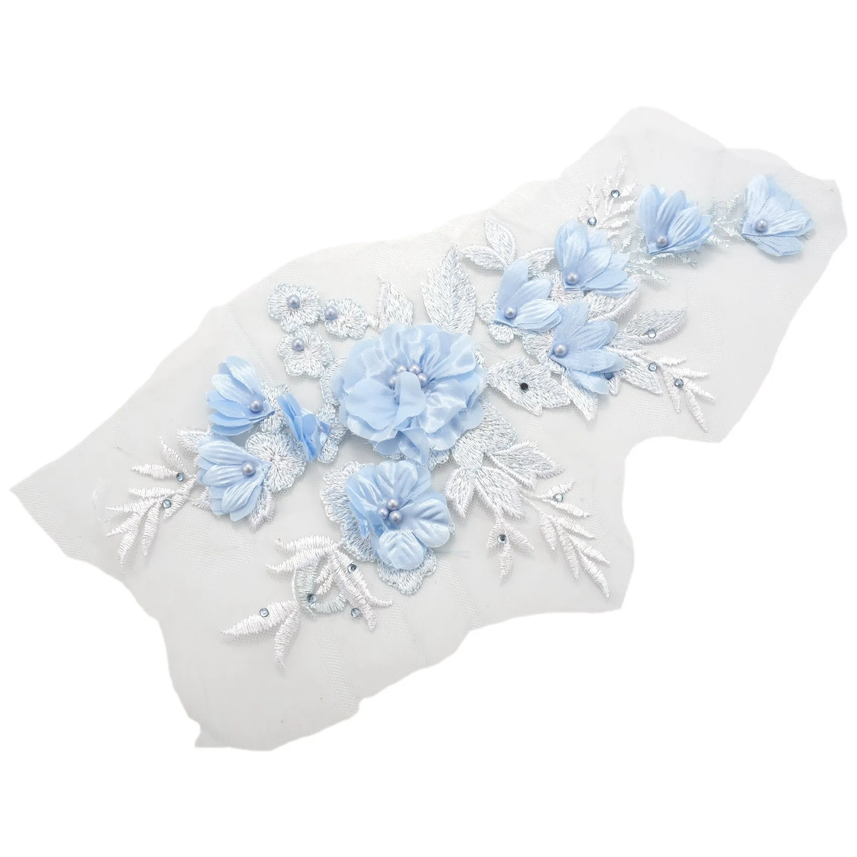 

TEXU 2X Beaded Hot Drilling Lace Bridal Beaded Flowers Embroidery Patches For Clothing Wedding Dress Iron On Sewing Applique