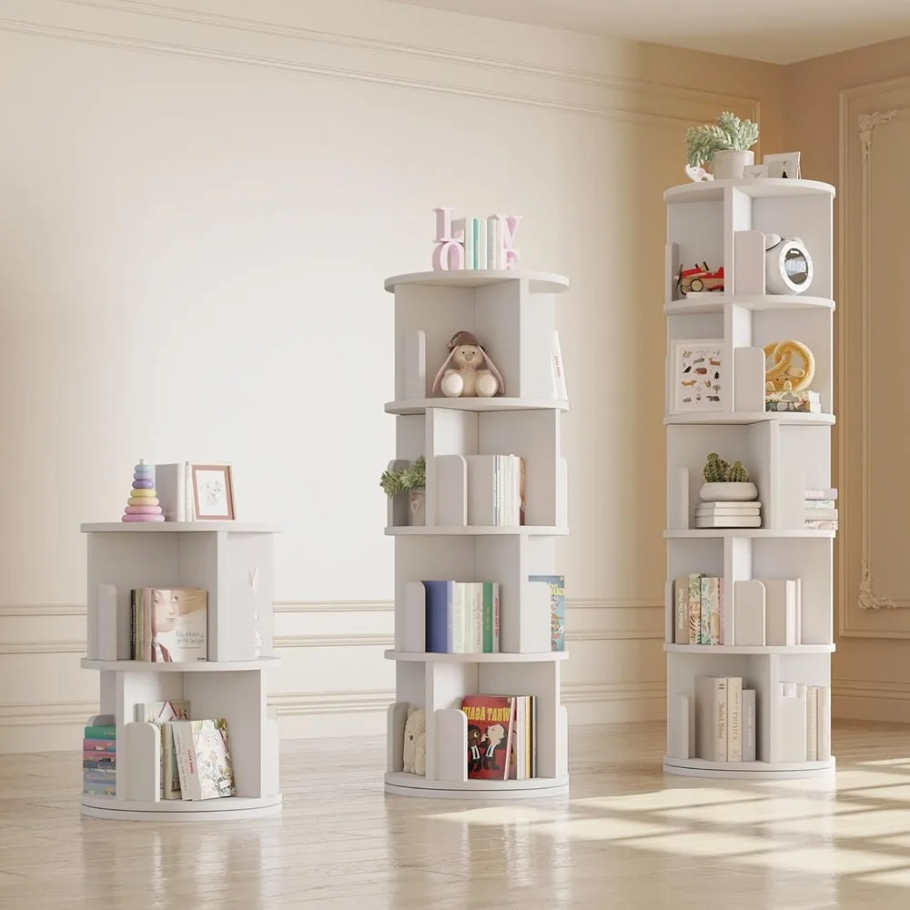 

Rotating Bookshelf, 360° Rotating Bookcase for Small Space, Corner Bookcase for Bedroom, Living Room, Study Room, 4 Tier