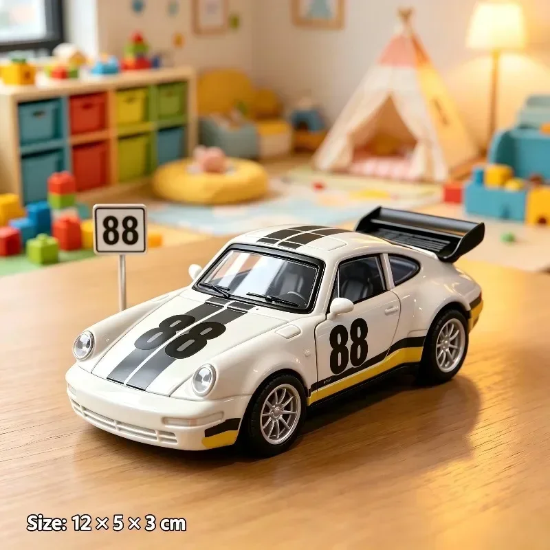 New Arrival Retro Racing Diecast Car Model, Pull Back Toy, Openable Doors, Classic Race Livery, Static Display Model, Tabletop