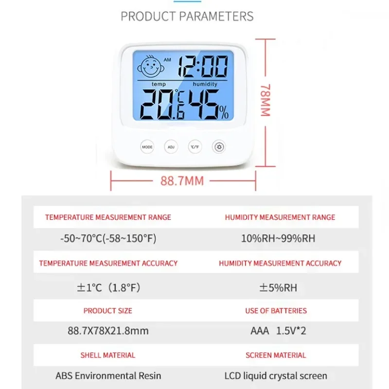 Electronic LCD Digital Temperature Humidity Meter Clock Indoor Wall Mounted Desktop Hygrometer Thermometer Health Monitoring