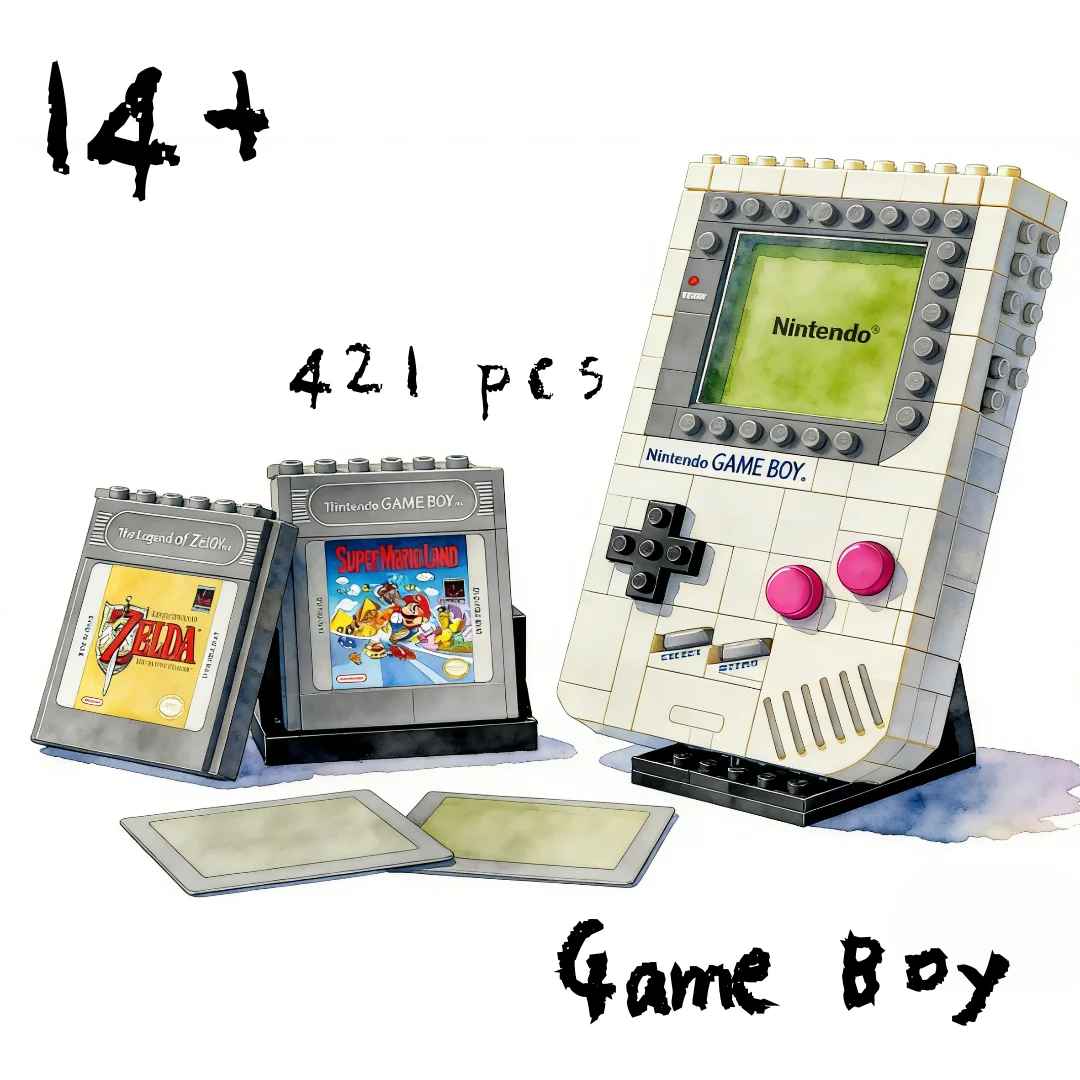 

Игровая консоль-конструктор 72046, 421 деталь, Супер Game Boy, креативный подарок для мальчиков, девочек, детей и взрослых