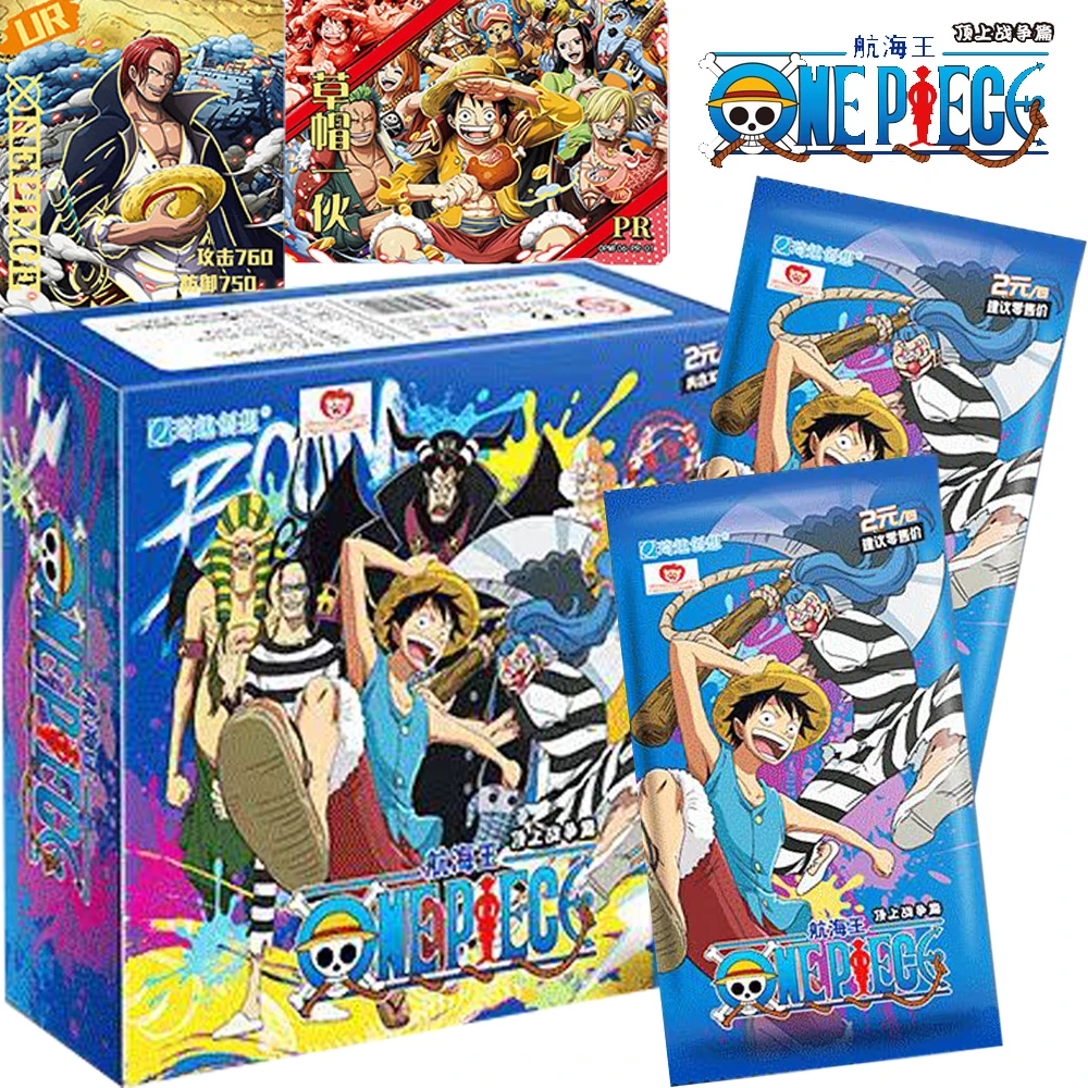 Caja de Sobres de Cartas Coleccionables de One Piece Summit War Saga - Cartas Oficiales de Monkey D. Luffy, Shanks y Buggy con Holograma PR