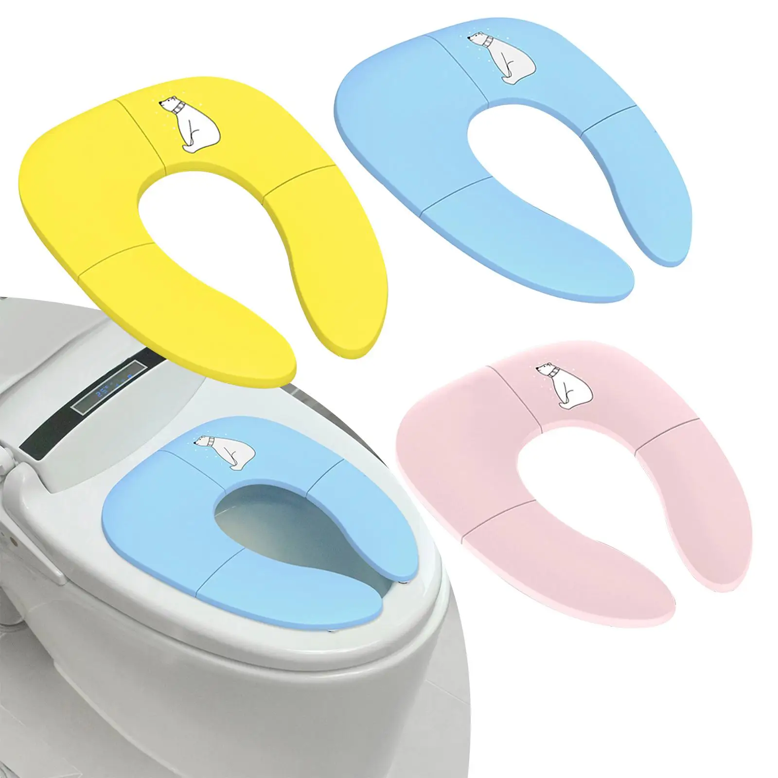 مرحاض قابل للطي، قابل لإعادة الاستخدام، وسادة مرحاض محمولة، وسادة مرحاض للسفر، تستخدم الأطفال الصغار