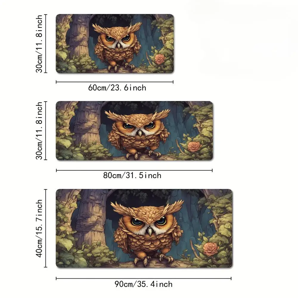 Alfombrilla de ratón con ilustración de búho bonito, alfombrilla de escritorio con bordes cosidos, base de goma antideslizante, accesorios para pc, alfombrilla para juegos, alfombrilla extendida