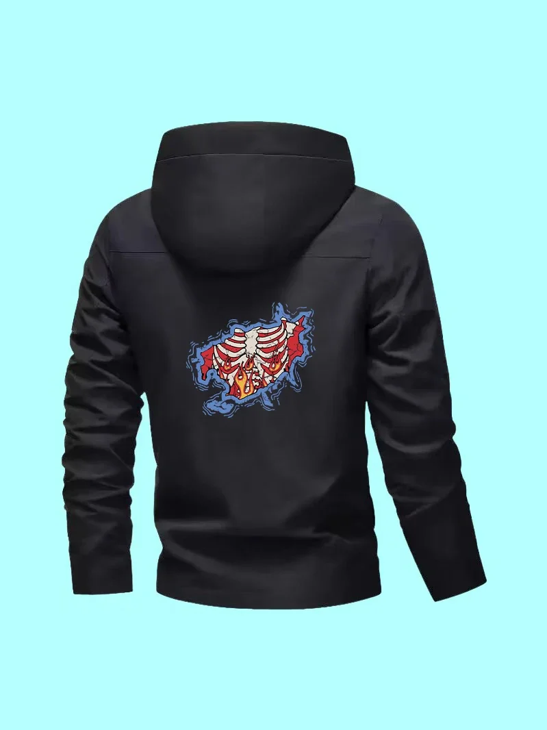 

This classic slim-fit men's jacket has new style, sports prints, works for home wear and casual outings.