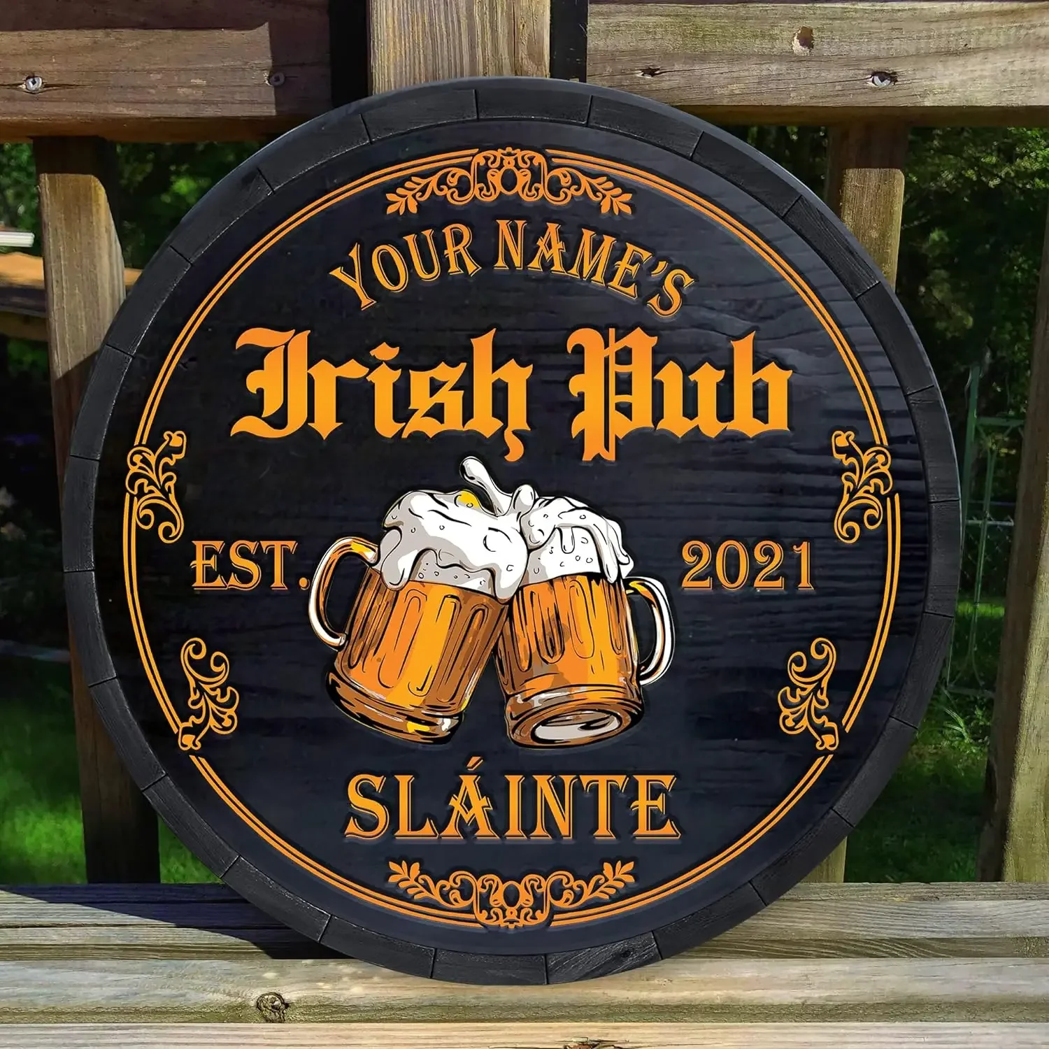Enseigne Pub Irlandaise Personnalisée – Chico Creek Signs – Métal Vert – Décor Saint Patrick