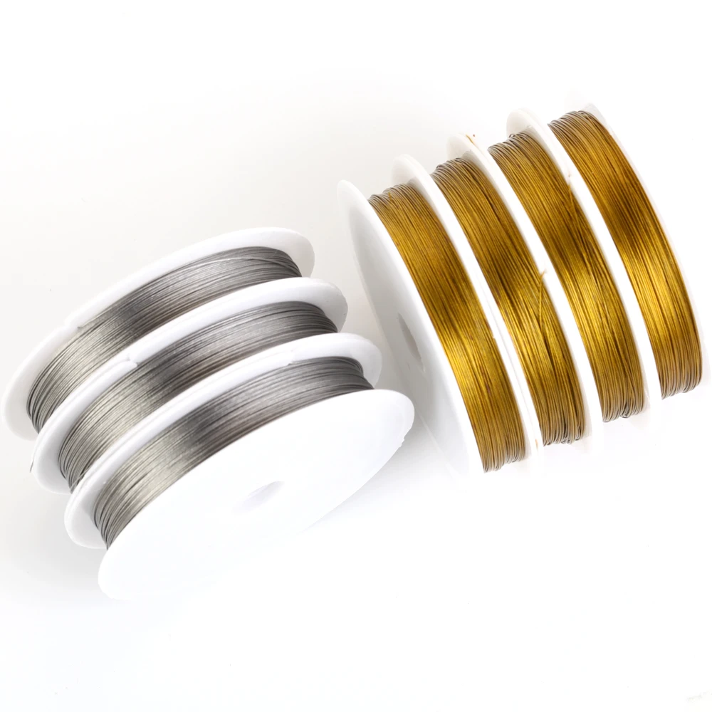 1 rolle/lots 0,3-0,6mm Gold Farbe Beständig Starke Linie Edelstahl Draht Tiger Schwanz Perlen Draht für Schmuck Finden