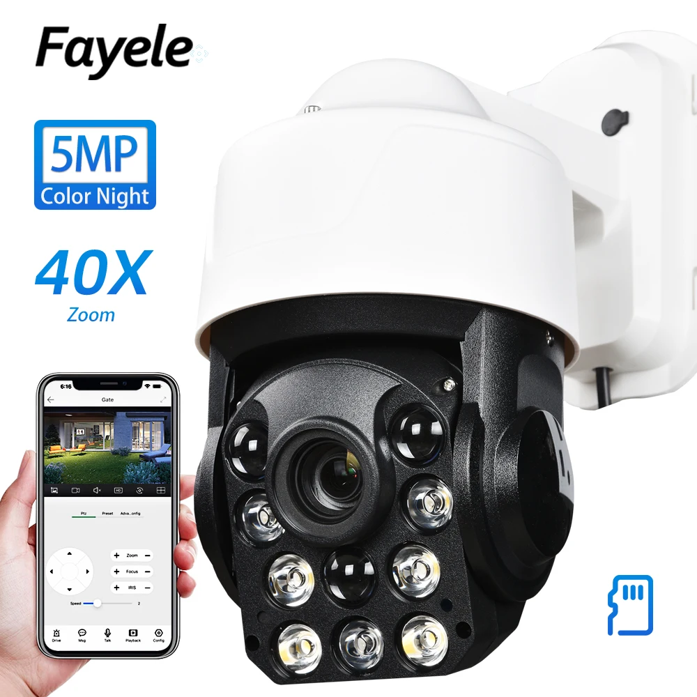 

5MP PTZ Camera AI Humanoid Auto Tracking 40X Zoom Full Color 2way Audio Hikvision Compatible 256G SD Wireless WiFi IP PoE Camera