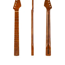 21Frets Yellowish Glossy Paint One Piece Tiger Flame Maple Neck Inlay Abalone Dots For Electric Guitar Musical Instrument