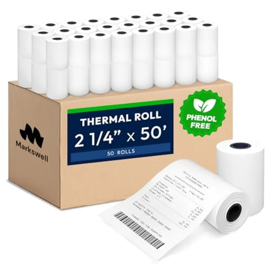 

Термобумага 50 рулонов - и бумага для чеков BPS 48 GSM, безопасная термобумага для принтеров, подходит для терминалов оплаты кредитными картами и кассовых аппаратов.