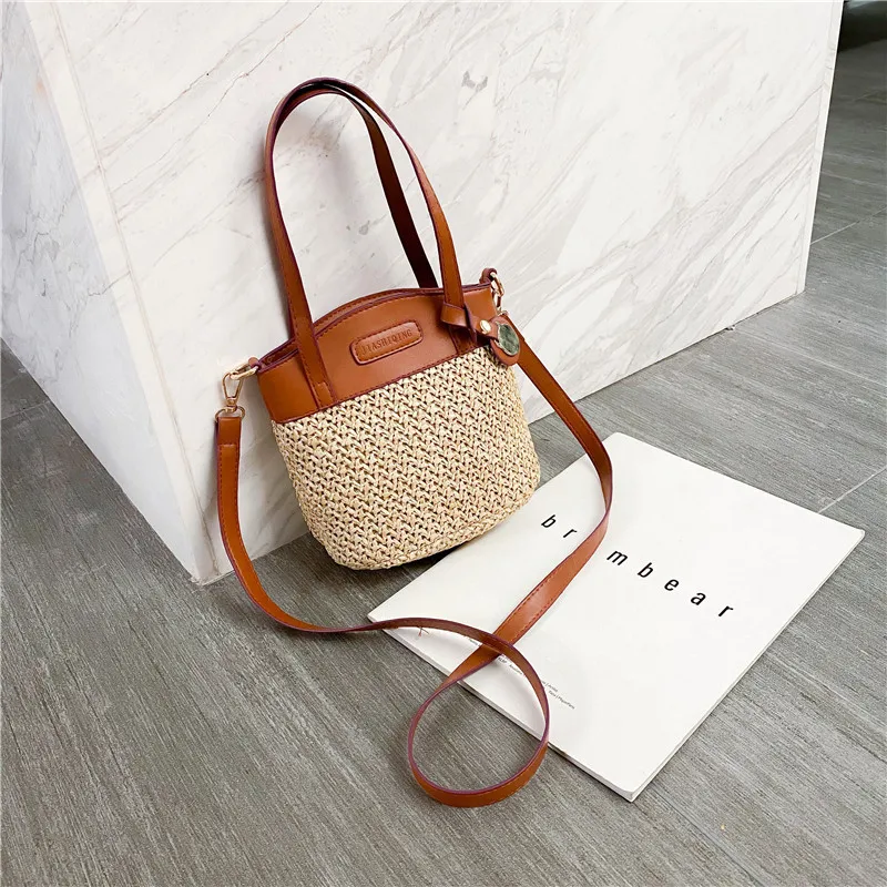 

Straw Handbags Beach Vintage Ladies Handmade Shoulder Crossbody Bags for Women Designer Bucket Tote Bags for Women