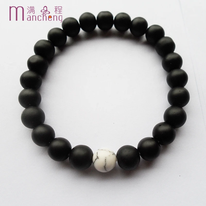 official-website 2 rupee item New Natural Black Agate Matte Scrub Bracelet Man Unisex Agate Strands Couples Distance Bracelet